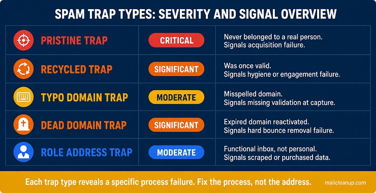 Spam Trap Types - Severity And Signal Overview