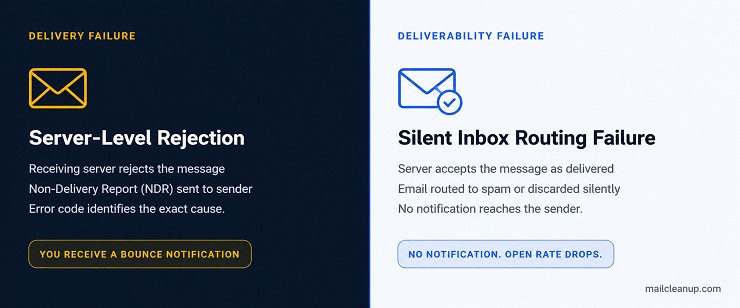 Delivery Failure vs Deliverability Failure