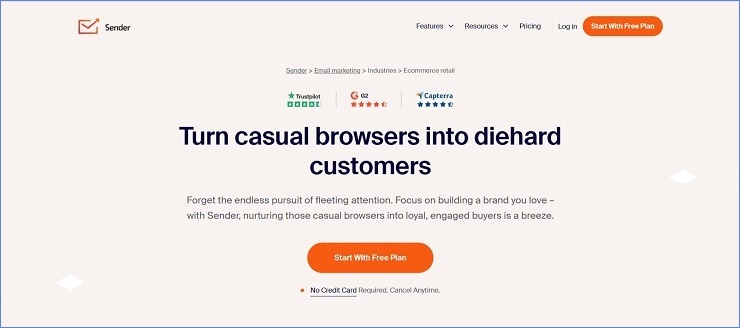 Sender - Best Ecommerce Email Marketing Software For Tight Budgets