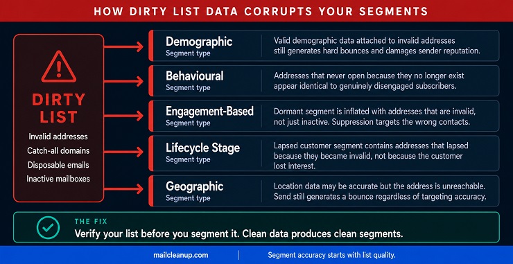 Dirty Email List Data Corrupts Five Types Of Email Segments