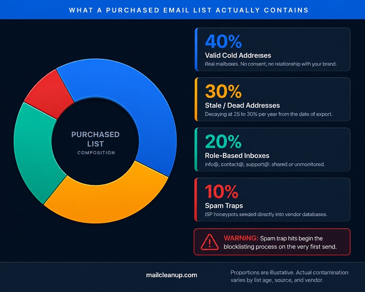 Purchased Email List Divided Across Four Address Categories