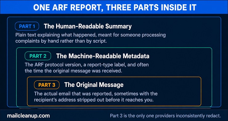 Anatomy Diagram Of An ARF Report Showing Its Three Parts Nested Inside One Another