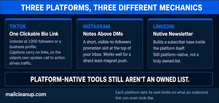 Comparison Of Three Platform-Native List-Building Mechanics