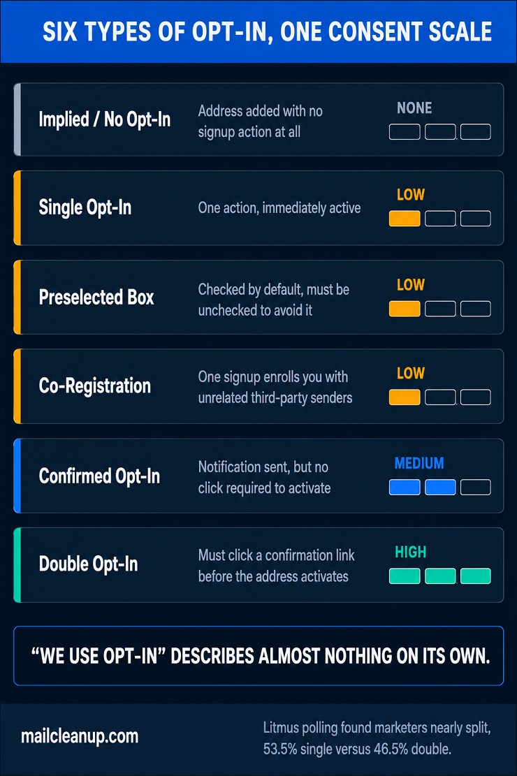 Diagram Of Six Email Opt-In Types With Their Consent-Strength