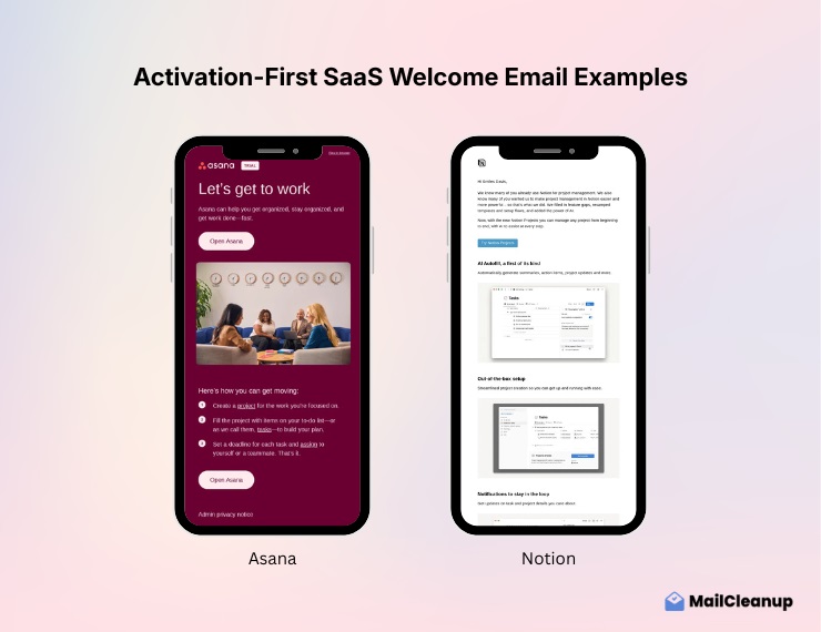 Activation-First SaaS Welcome Email Examples