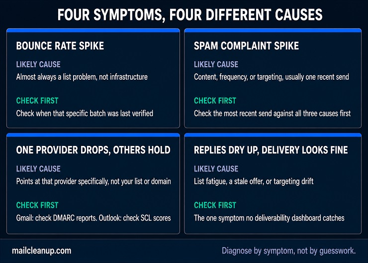 Four-Quadrant Diagnostic Framework For Cold Email Deliverability Problems