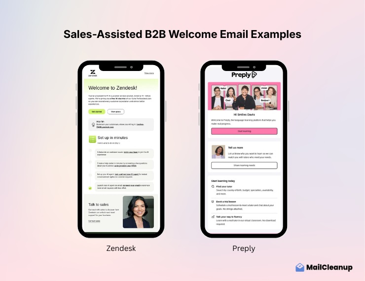 Sales-Assisted B2B Welcome Email Examples