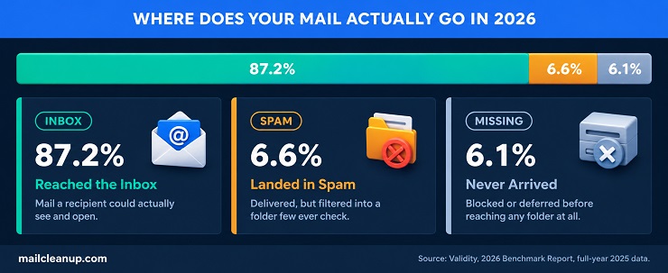 Stacked Bar Diagram Showing The Global 2026 Email Split Of Sent Messages
