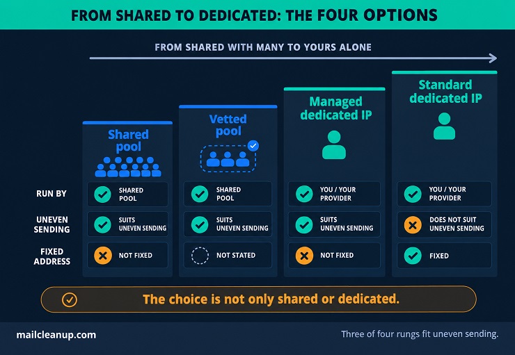 Ladder Of Four IP Options - From Shared Pool To Standard Dedicated