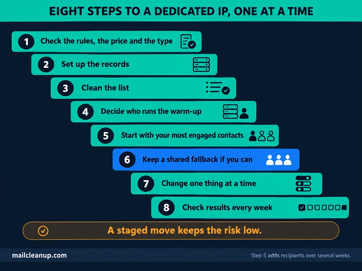 Staircase Of Eight Steps For Moving To A Dedicated IP